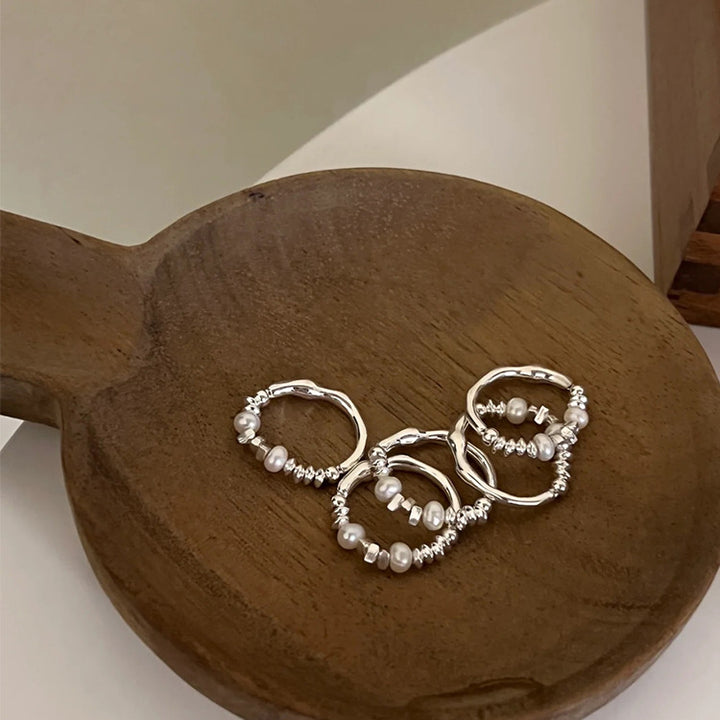 Women's Crushed Silver Pearl Ring