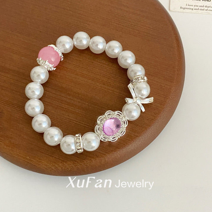 Cold wind, dreamy purple oval pearl bracelet, niche, high-end, delicate style, elegant temperament, versatile women's hand jewelry