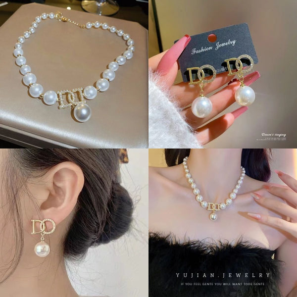 Women's Pearl Clavicle Necklace Set