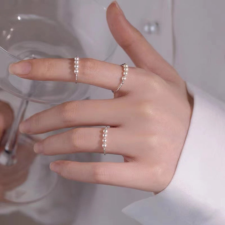 Women's Silver-Plated Index Finger Pearl Ring