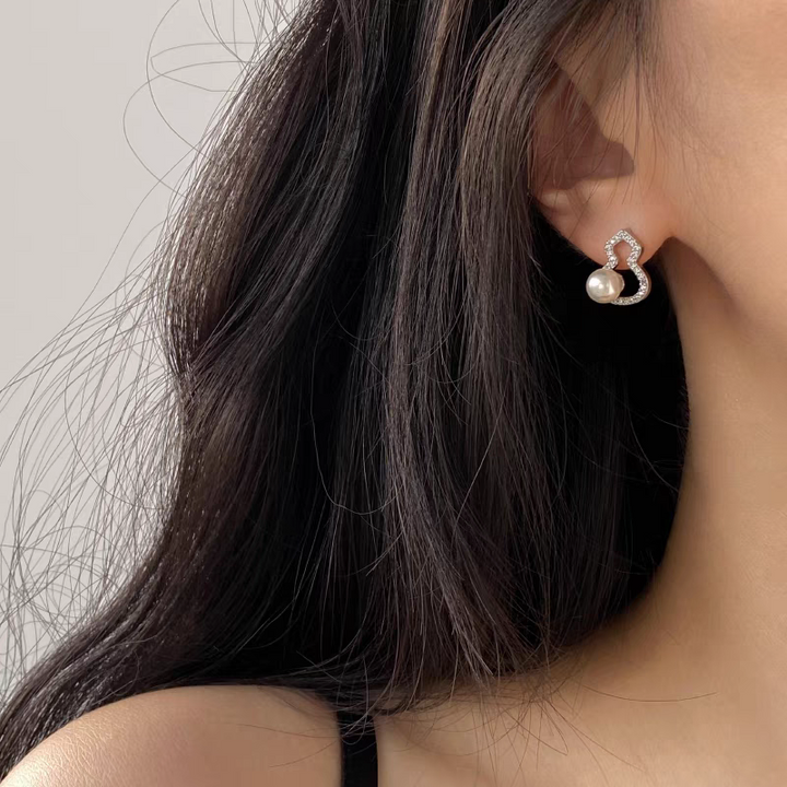 Silver Gourd Pearl Feminine High-End Stud Earrings