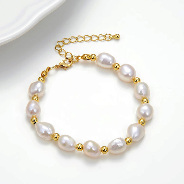 Natural Baroque Pearl Bracelet For Women Fashion Simple White Freshwater Pearl Bracelet Wedding Jewelry