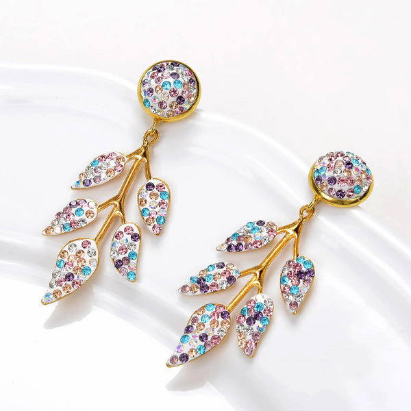 2022 Korea Fashion Leaf Shape Rhinestone Earring For Women Party Lady Temperament Accessories Wedding Jewelry Gift Free Shipping