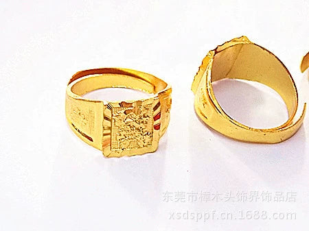Men's Classic Square Imitation Gold Totem Ring