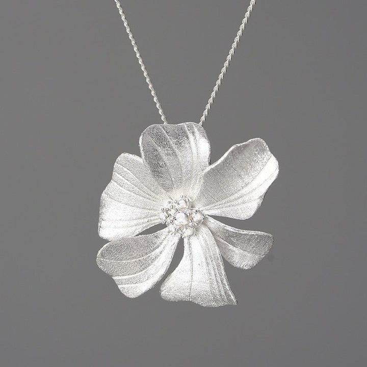 18K Gold Zircon Elegant Large Peony Flower Pendants and Necklaces for Women 925 Sterling Silver Chains Luxury Jewelry - LeisFita.com