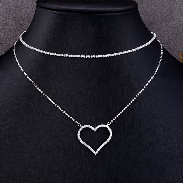 2 IN 1 Dainty Initial Choker Necklaces Personalized Heart Stackable Necklace - LeisFita.com