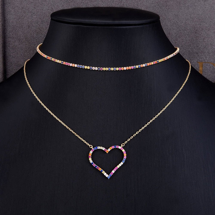 2 IN 1 Dainty Initial Choker Necklaces Personalized Heart Stackable Necklace - LeisFita.com