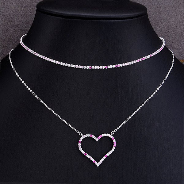 2 IN 1 Dainty Initial Choker Necklaces Personalized Heart Stackable Necklace - LeisFita.com