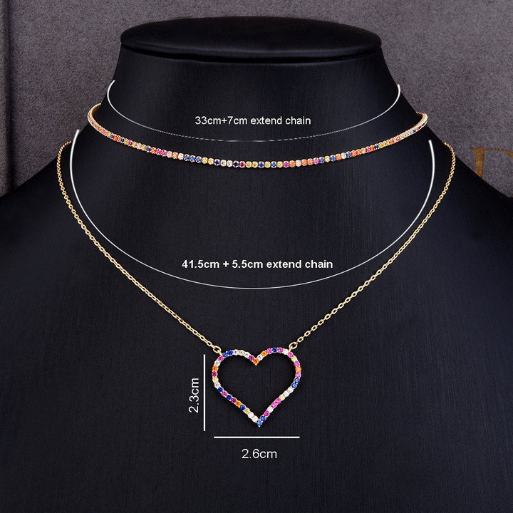 2 IN 1 Dainty Initial Choker Necklaces Personalized Heart Stackable Necklace - LeisFita.com