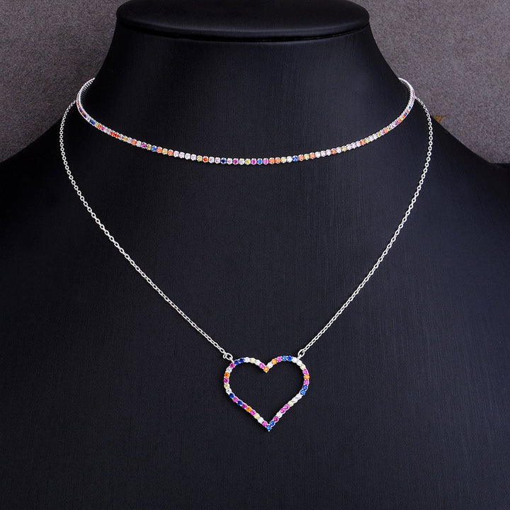 2 IN 1 Dainty Initial Choker Necklaces Personalized Heart Stackable Necklace - LeisFita.com