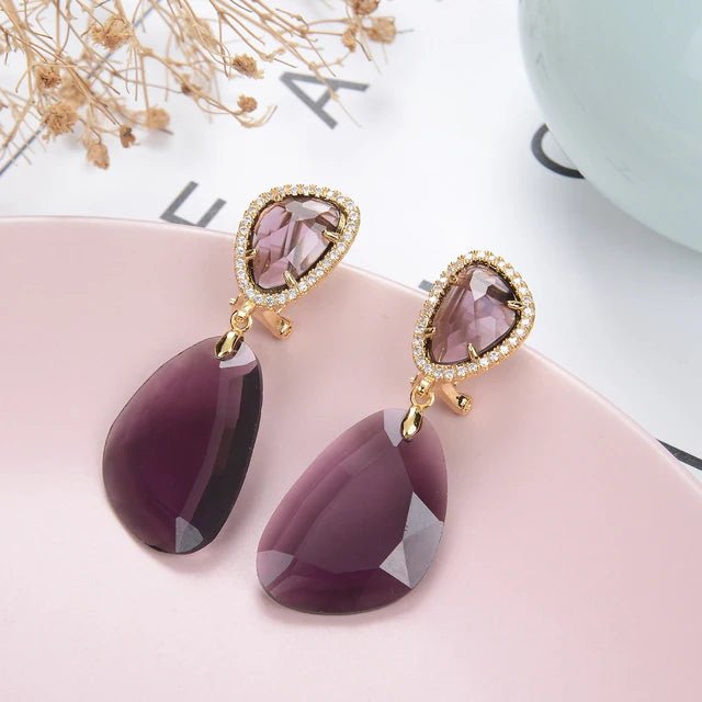 2021 New Style Copper Color Simple Geometry Zircon Stone Stud Earrings Fashion Jewelry Korean Earrings For Women Girl - LeisFita.com