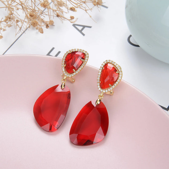 2021 New Style Copper Color Simple Geometry Zircon Stone Stud Earrings Fashion Jewelry Korean Earrings For Women Girl - LeisFita.com