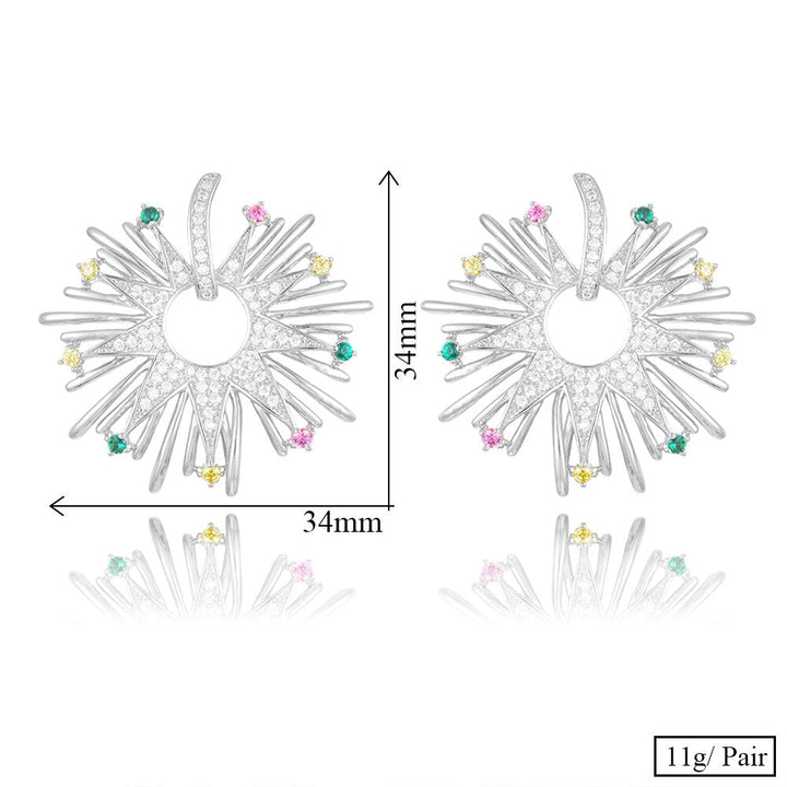 2023 Charms Luxury Fireworks Flower Flower Full Mirco Paved Crystal Zircon Dubai Wedding Drop Earring Fashion Jewelry G289 - LeisFita.com