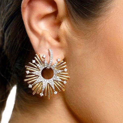 2023 Charms Luxury Fireworks Flower Flower Full Mirco Paved Crystal Zircon Dubai Wedding Drop Earring Fashion Jewelry G289 - LeisFita.com