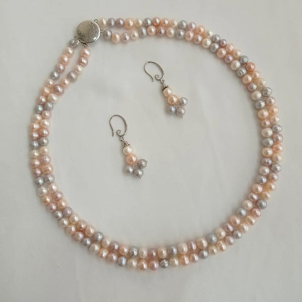 Original Fresh Water Pearl Necklace Golden South Sea pearls 8 MM 2 Layer