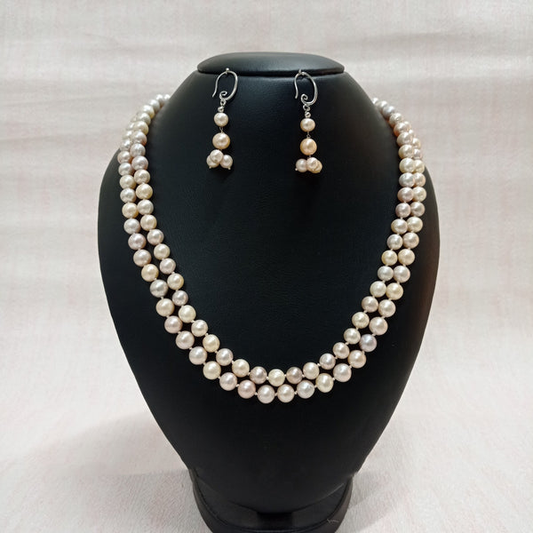 Silver Natural Freshwater Pearl Pendant Necklace Set for Women