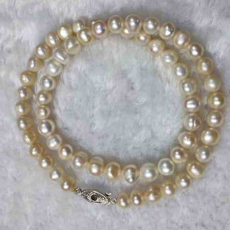 Original Fresh Water Pearl Necklace Golden South Sea pearls White Color 5/6 MM