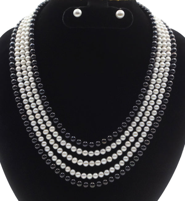 Original Fresh Water Pearl Necklace  Golden South Sea pearls Black And Black 8 MM Pearl 5 Layer