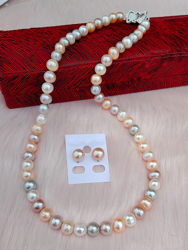 Original Fresh Water Pearl Necklace  Golden South Sea pearls Multi Color 8 MM