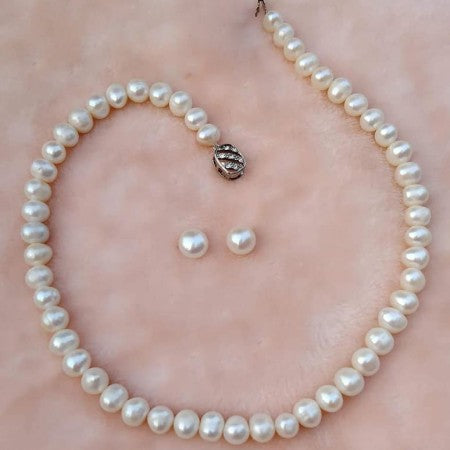 Original Fresh Water Pearl Necklace Golden South Sea pearls White Color 8 MM