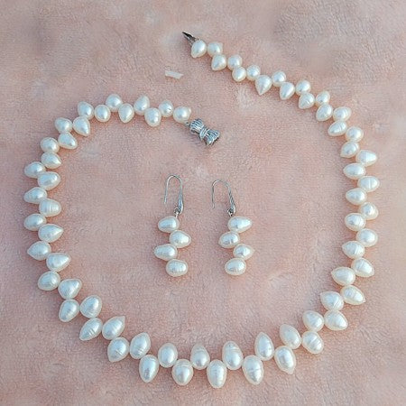 Original Fresh Water Pearl Necklace Golden South Sea pearls Wave Shape White Color 8 MM