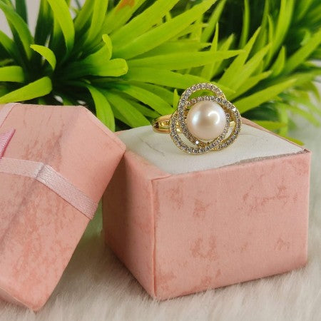 Fresh Water Pearl 3 Shadow Shape Pink Color Pearl finger Ring