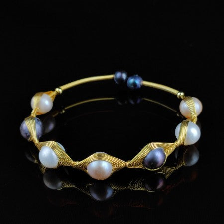 Adjustable Pearl Bracelet Gold Plat Eye Shape 2 Color 7