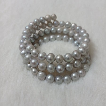 Adjustable Pearl Spiral Bracelet White Color