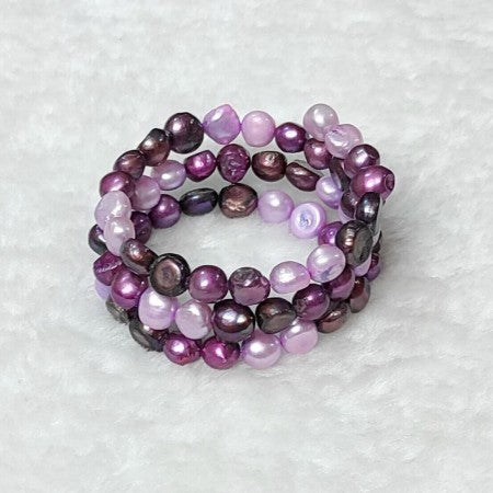 Adjustable Pearl Spiral Bracelet Pink And Purple Color