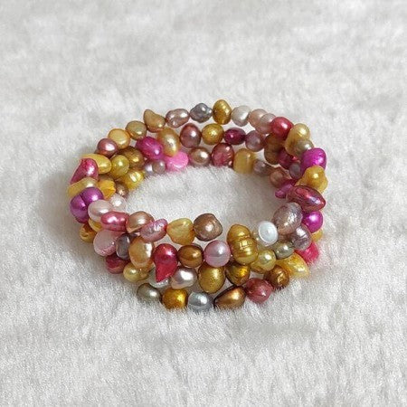 Adjustable Pearl Spiral Bracelet Rainbow Color