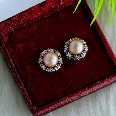 Fresh Water Pearl  Star Round Shape Lavender Color Pearl Earring