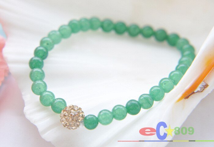 6MM round Gemstone Jade Agate Turquoise bead stretch bracelet CZ - LeisFita.com