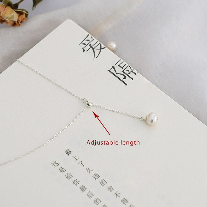 7-8mm Oval Natural Freshwater Pearl Necklace 925 Sterling Silver jewelry for women fashion Adjustable length Chain - LeisFita.com