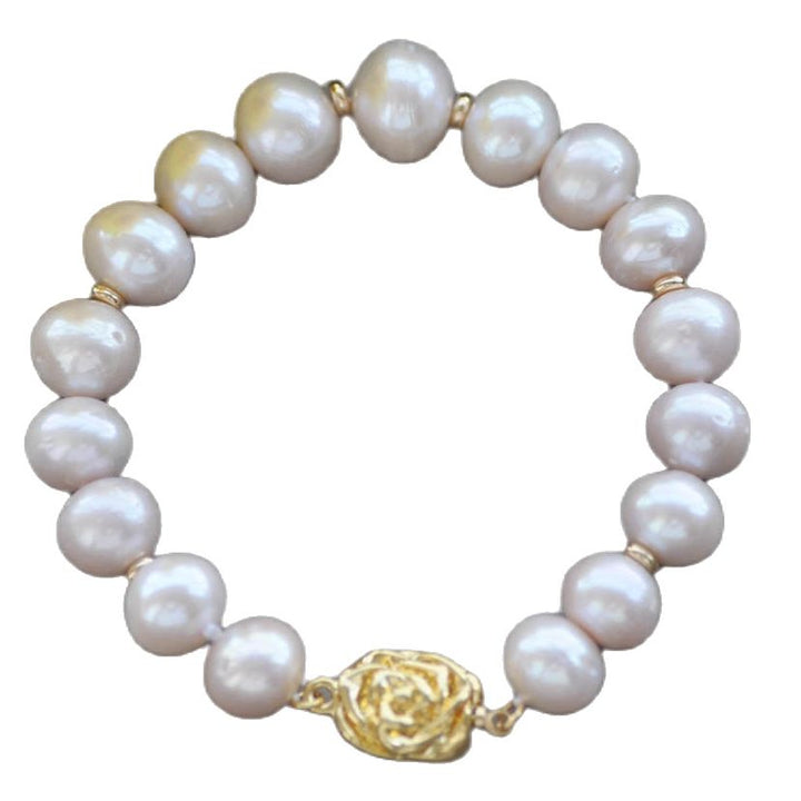 8 " 14mm White Almost Round Edison Keshi Pearl Bracelet - LeisFita.com