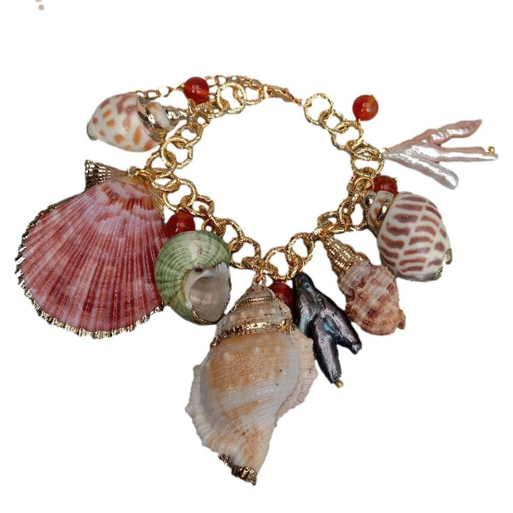 8" Multi Sea Shell Pearl Chain Bracelet Summer Beach Jewelry 8&quot; - LeisFita.com