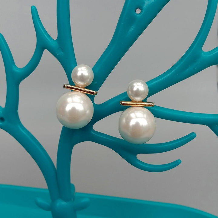 8.5mm-14mm Cream White Sea Shell Pearl Stud Earrings - LeisFita.com