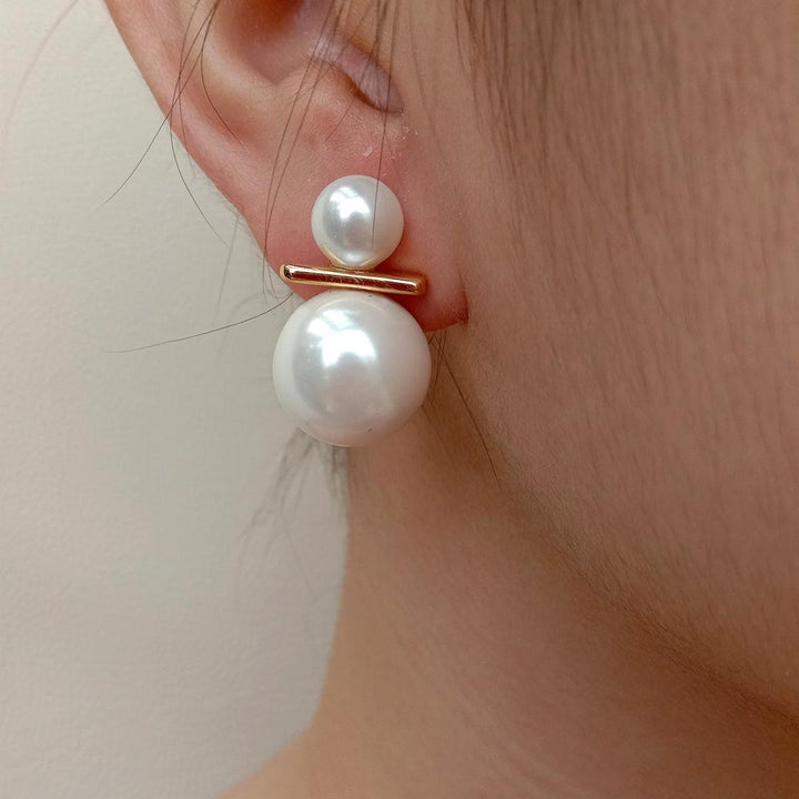 8.5mm-14mm Cream White Sea Shell Pearl Stud Earrings - LeisFita.com