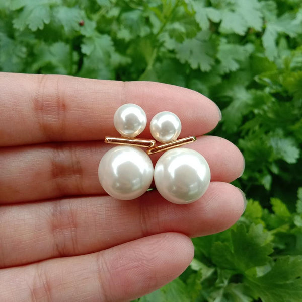 8.5mm-14mm Cream White Sea Shell Pearl Stud Earrings - LeisFita.com