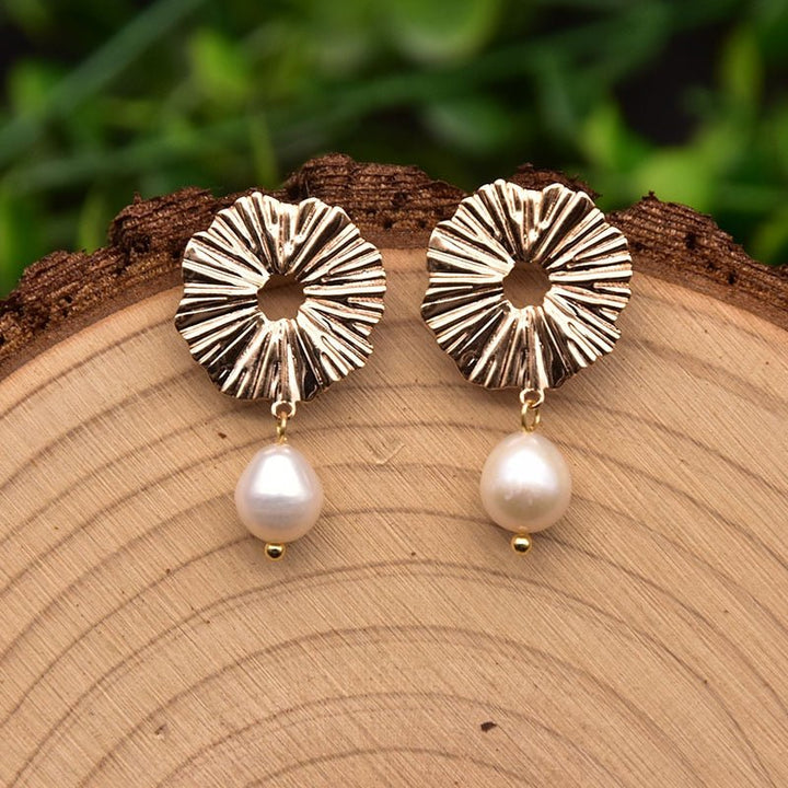 925 Silver Natural Pearl Drop Earrings Korean Fashion Women Plant Leaves Flower Tassel Dangle Earrings Fine Jewelry - LeisFita.com