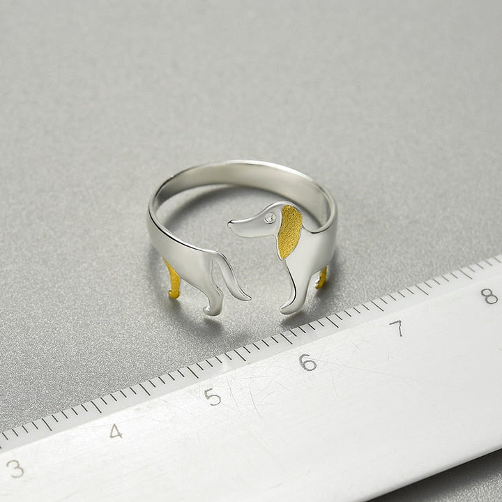 925 Sterling Silver Cute Dachshund Dog Adjustable Rings for Women Original Fashion Jewelry 2022 Trend Female Gift - LeisFita.com