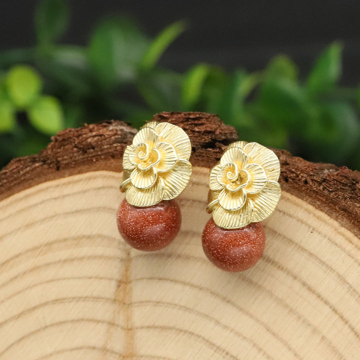 925 Sterling Silver Ear Pin Natural Round Jade Plant Leaves Earrings For Women 2022 Luxury Vintage Wedding Jewellery - LeisFita.com