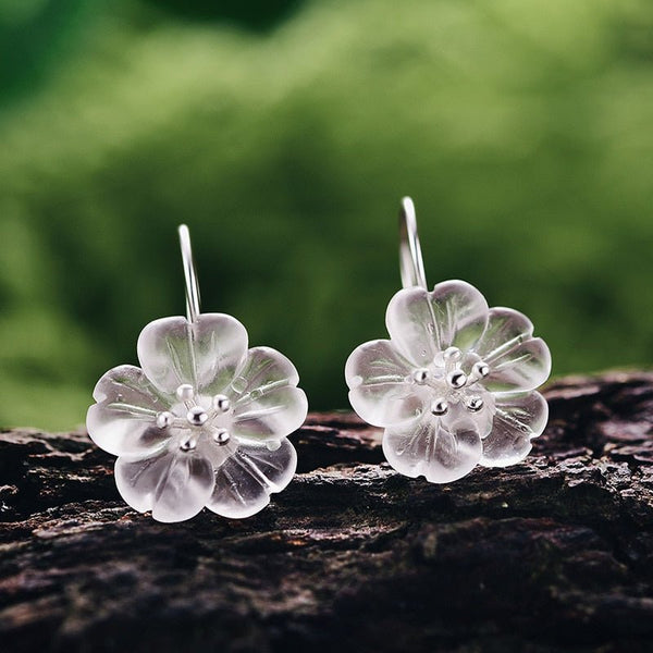 925 Sterling Silver Earrings Handmade Designer Fine Jewelry Flower in the Rain Fashion Dangle Earrings for Women - LeisFita.com