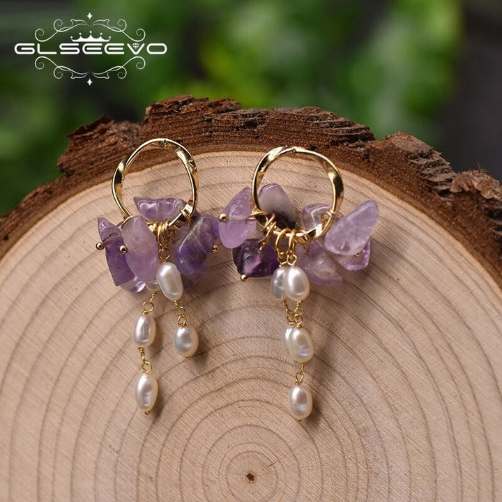 925 Sterling Silver Jade Natural Freshwater White Pearl Drop Earrings Ear Pin Woman luxury Design Jewelry Gift GE0991C - LeisFita.com