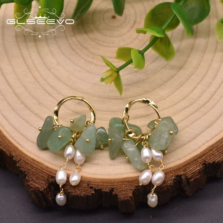 925 Sterling Silver Jade Natural Freshwater White Pearl Drop Earrings Ear Pin Woman luxury Design Jewelry Gift GE0991C - LeisFita.com
