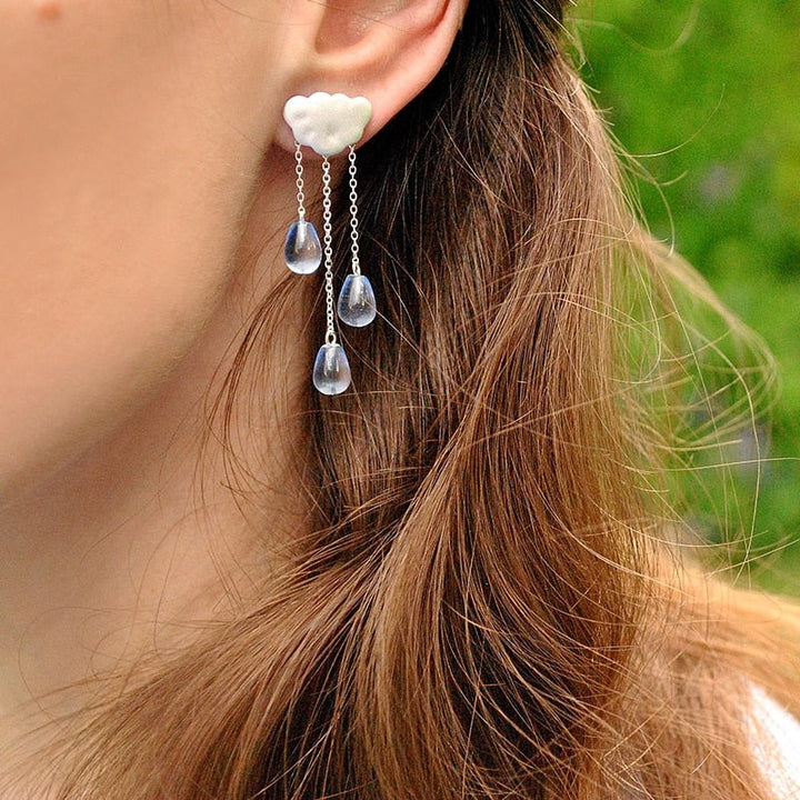 925 Sterling Silver Natural Crystal Gems Fine Jewelry Ethnic Cloud Long Tassel Drop Earrings for Women Brincos - LeisFita.com