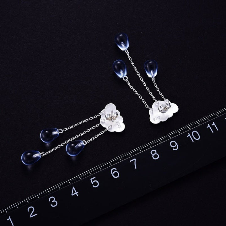 925 Sterling Silver Natural Crystal Gems Fine Jewelry Ethnic Cloud Long Tassel Drop Earrings for Women Brincos - LeisFita.com