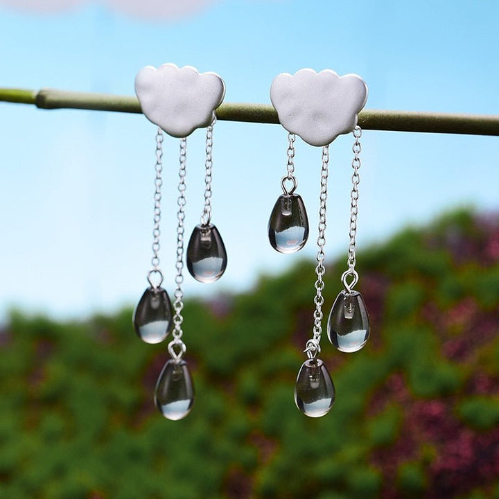 925 Sterling Silver Natural Crystal Gems Fine Jewelry Ethnic Cloud Long Tassel Drop Earrings for Women Brincos - LeisFita.com