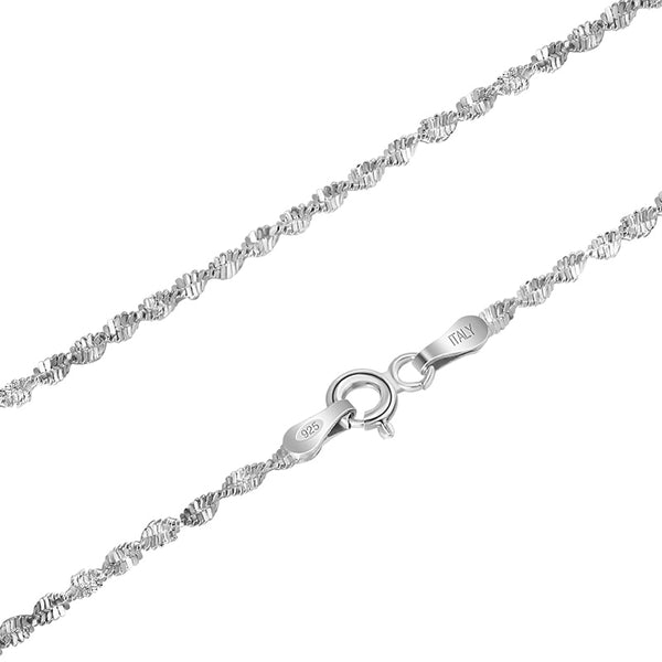 Real 925 Sterling Silver Handmade Fine Jewelry Top Quality Sparkle Twisted Necklace Chain for Women Collier Acessorios