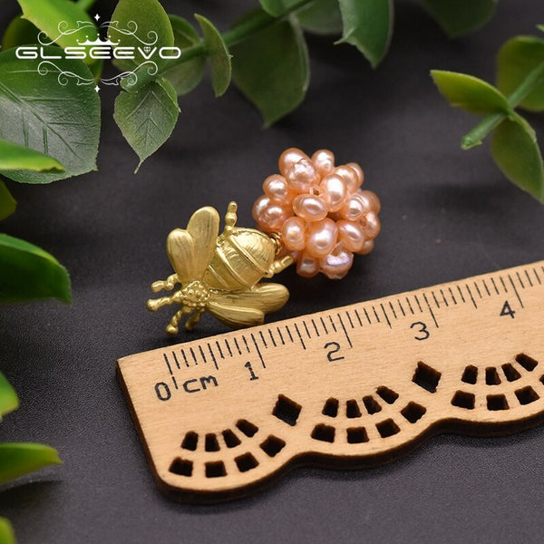 Silver Natural Shell Beads Drop Earrings For  Bee Women Cute Earrings Original Design Handmade Luxury Jewelry Gift