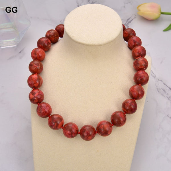 Jewelry 20MM Red Coral Necklace